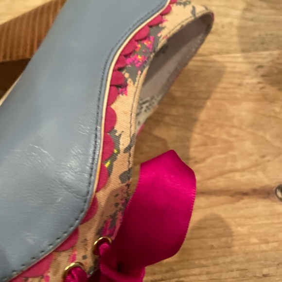 Poetic Justice London Blue Pink Floral Leather heels feminine cottagecore 8.5M - Picture 5 of 16